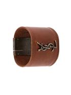 Saint Laurent Logo Plaque Cuff - Brown