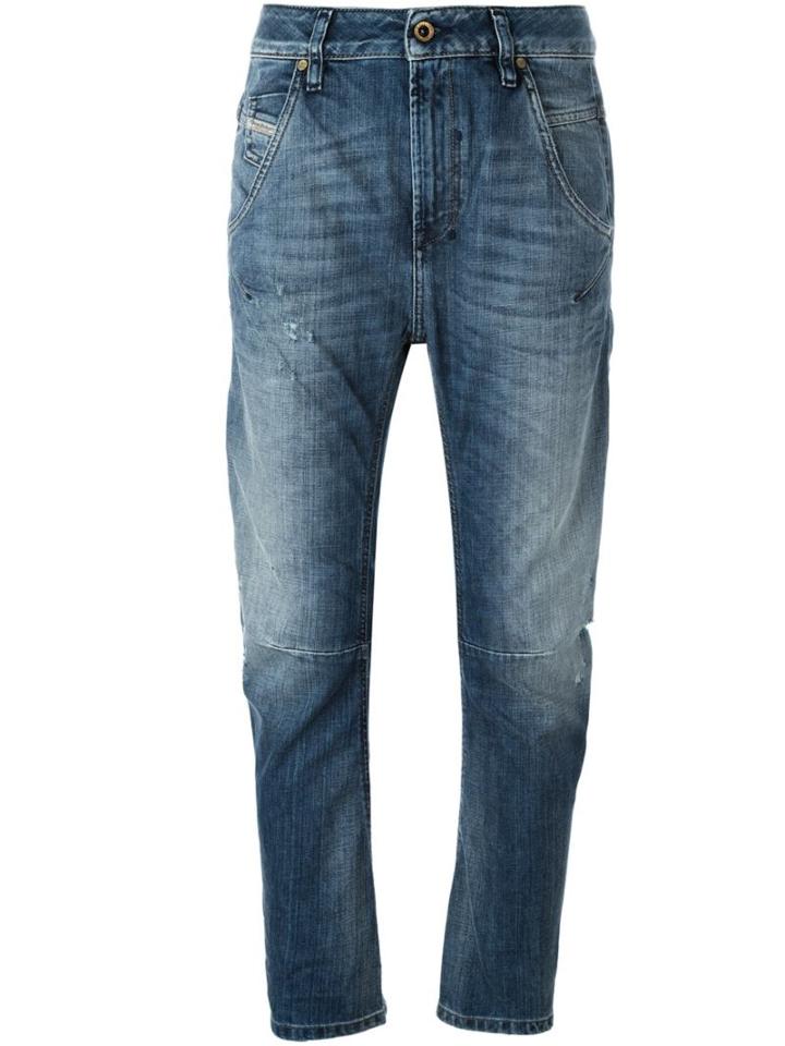 Diesel High Rise Cropped Jeans, Women's, Size: 27/32, Blue, Cotton
