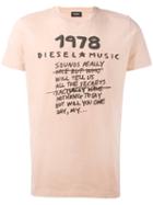 Diesel Printed Slogan T-shirt, Men's, Size: Xxl, Pink/purple, Cotton