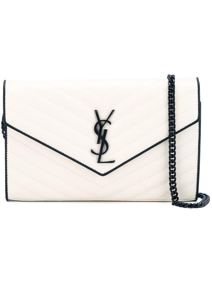 Saint Laurent Black Detailing Crossbody Bag, Women's, White