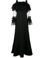 Alberta Ferretti Floor Length Gown With Lace Sleeves - Black
