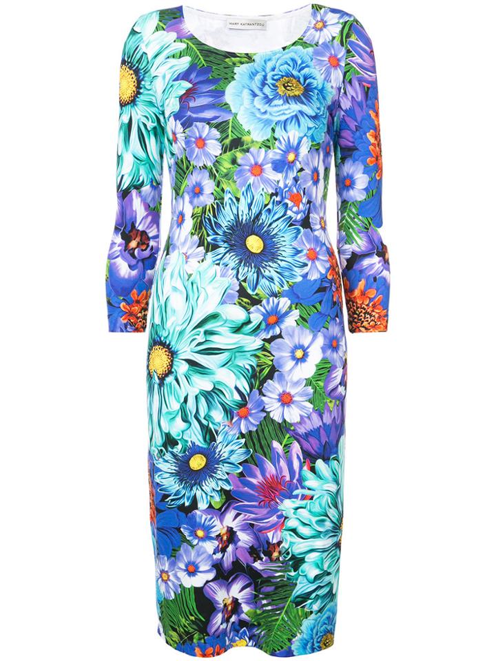 Mary Katrantzou Floral Print Bodycon Dress - Blue