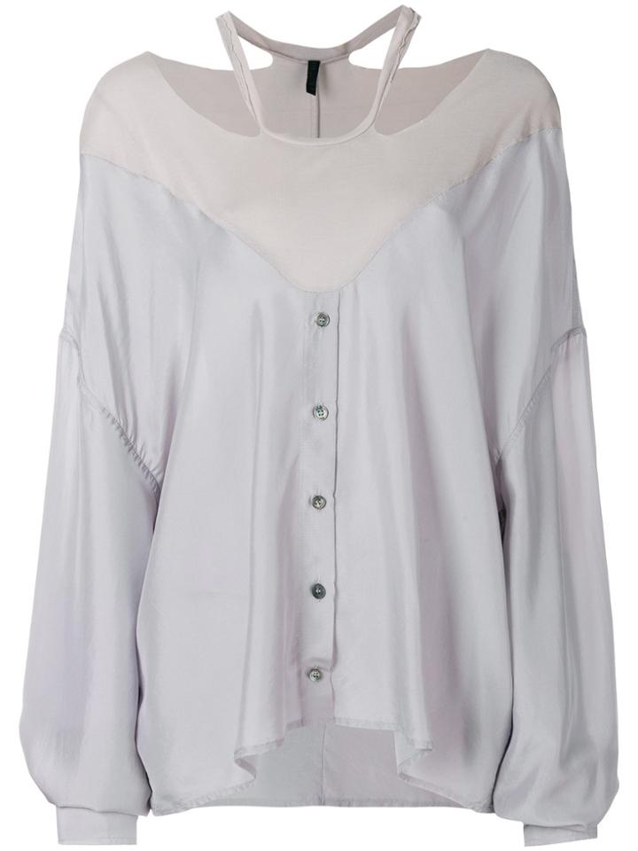 Unravel Project Cold Shoulder Blouse - Grey