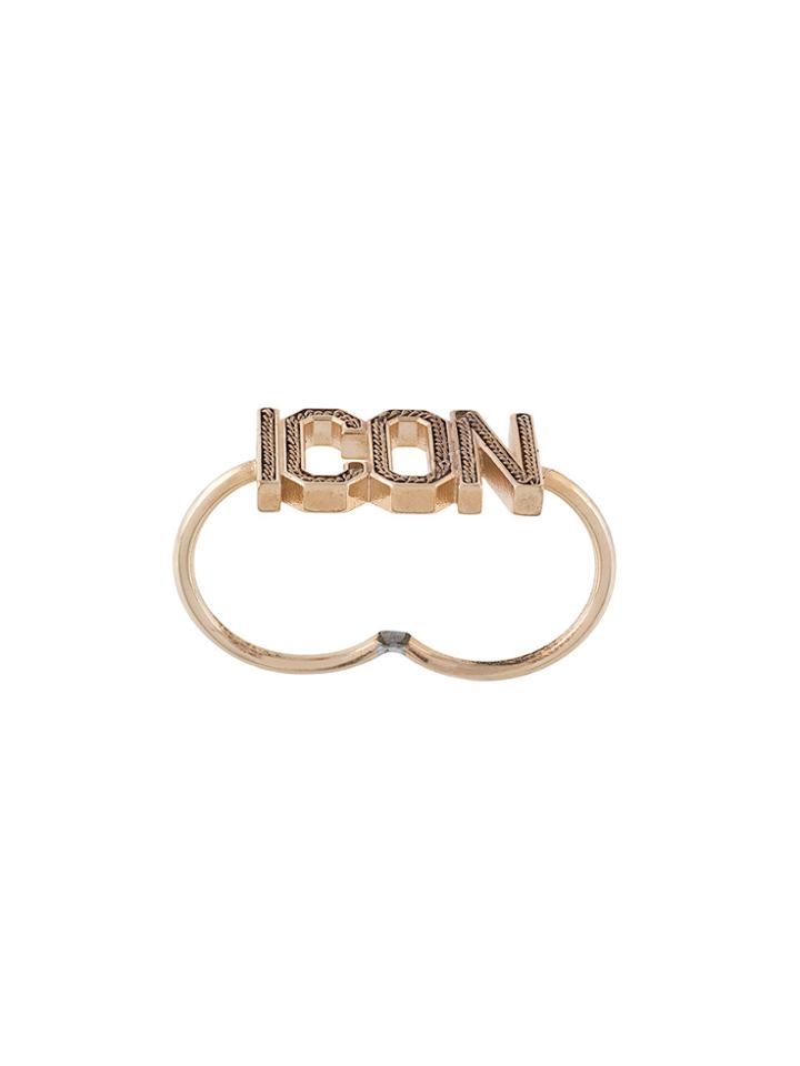 Dsquared2 Icon Double Finger Ring - Metallic