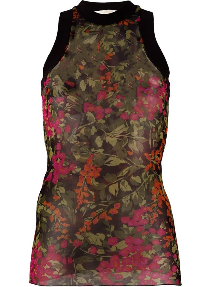 Ssheena - Floral Print Mesh Tank Top - Women - Polyester/spandex/elastane - L, Women's, Polyester/spandex/elastane