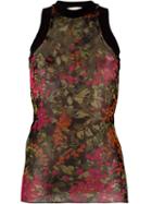 Ssheena - Floral Print Mesh Tank Top - Women - Polyester/spandex/elastane - L, Women's, Polyester/spandex/elastane