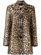 Red Valentino Leopard Print Midi Coat, Women's, Size: 38, Black, Cotton/polyester/polyamide/acetate