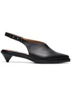 Reike Nen Leather 40 Slingback Pumps With Ribbon Ankle Tie - Black