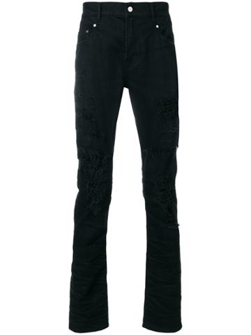 Super Légère Classic Distressed Fitted Jeans - Black