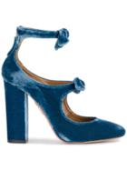 Aquazzura Blue Velvet Sandy Bow 115 Heels