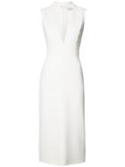 Sally Lapointe Deep V-neck Choker Dress, Size: 4, White, Silk/spandex/elastane/polyester/nylon