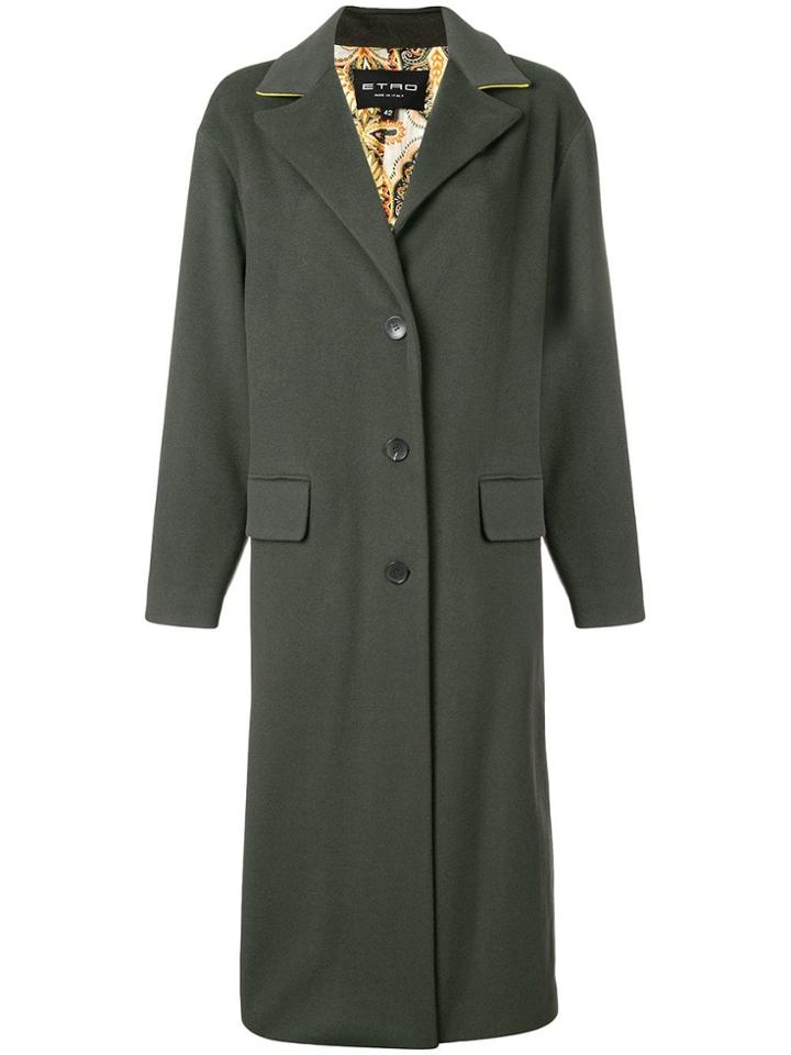 Etro Single-breasted Coat - Green