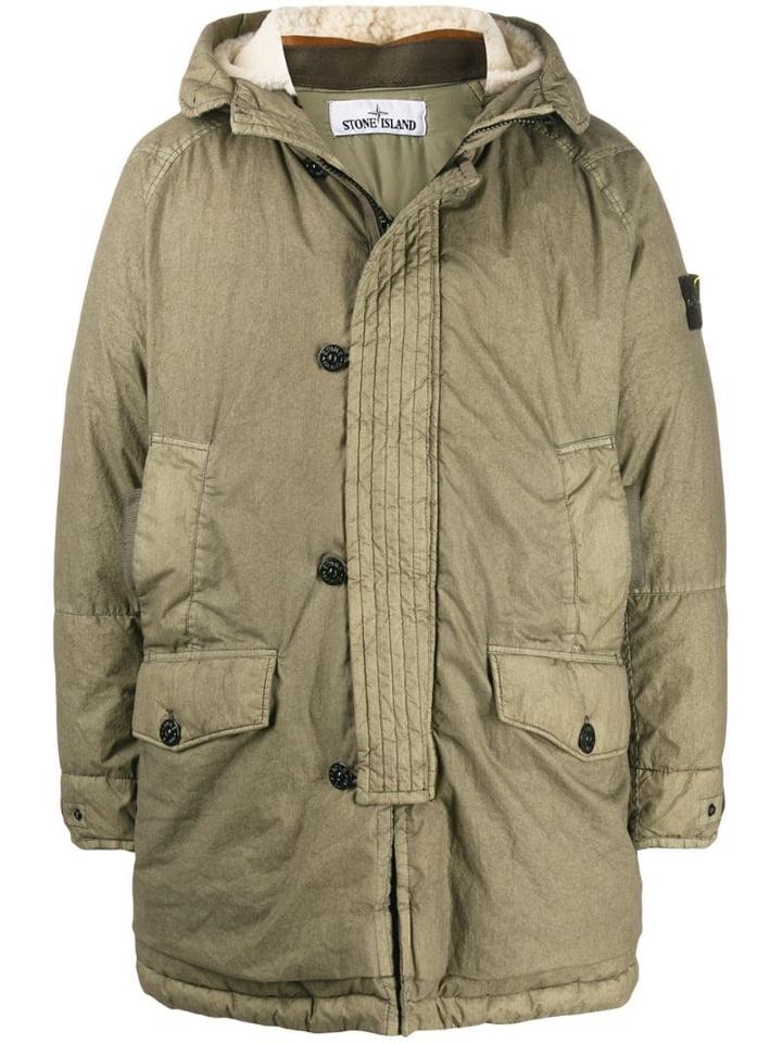Stone Island Hooded Padded Coat - Green