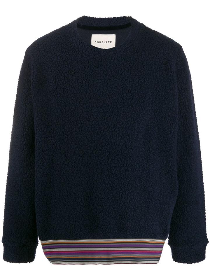 Corelate Contrast Hem Crew Neck Sweater - Blue
