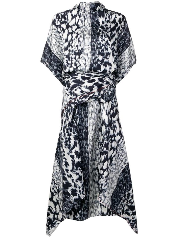 Victoria Beckham Leopard Print Midi Dress - Blue