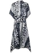 Victoria Beckham Leopard Print Midi Dress - Blue