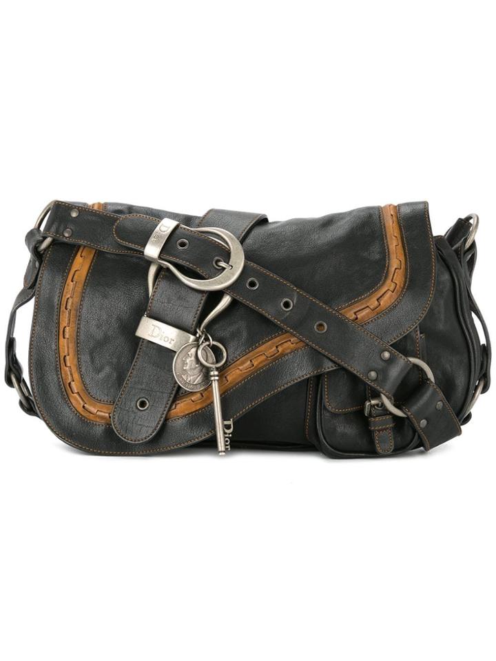 Christian Dior Vintage Gaucho Shoulder Bag - Black