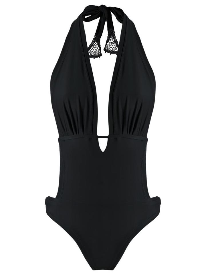 Martha Medeiros Halterneck Swimsuit, Women's, Size: Gg, Black, Polyamide/spandex/elastane