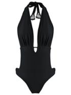 Martha Medeiros Halterneck Swimsuit, Women's, Size: Gg, Black, Polyamide/spandex/elastane