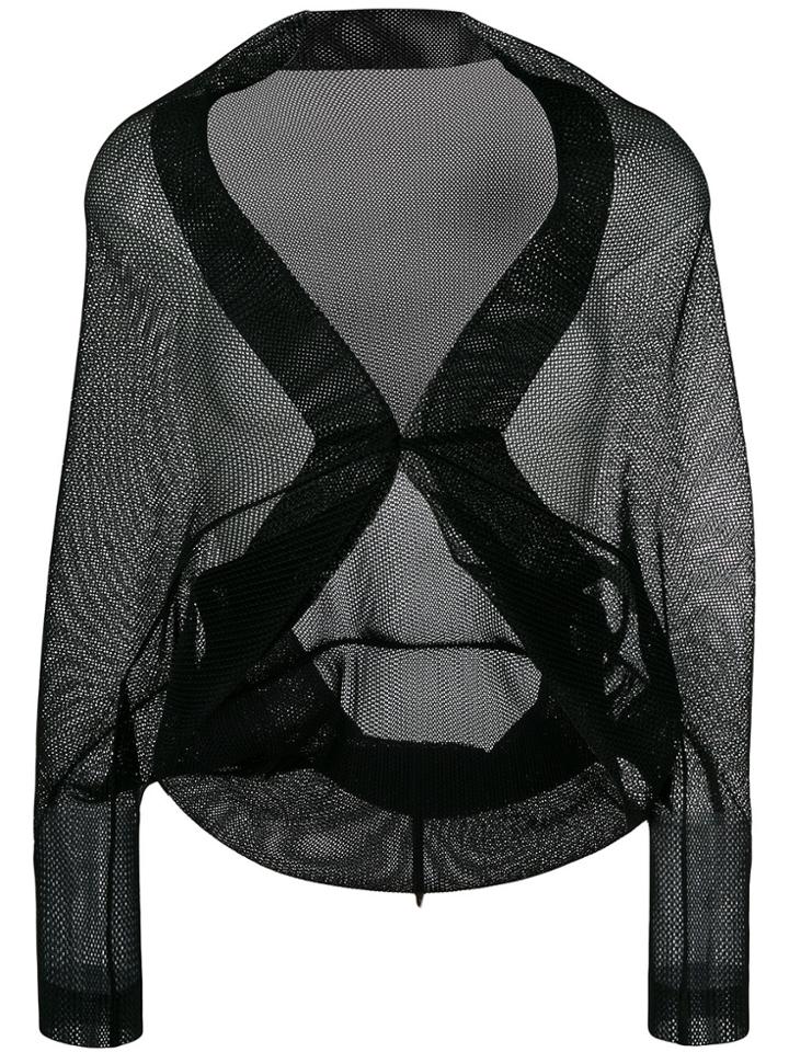 Pleats Please By Issey Miyake Cropped Mesh Cardigan - Black