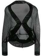 Pleats Please By Issey Miyake Cropped Mesh Cardigan - Black