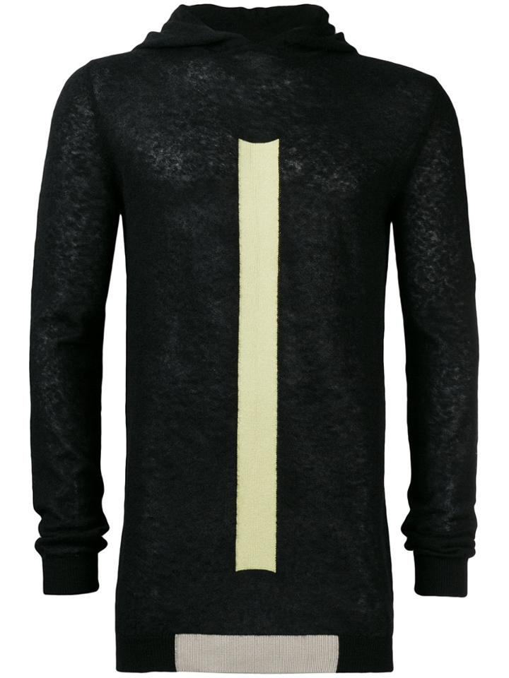 Rick Owens Geo Hooded Colour-block Jumper - Black