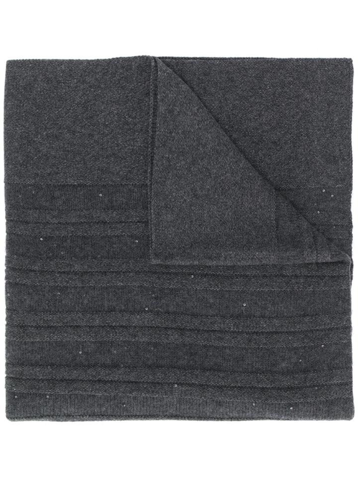 Fabiana Filippi Sequin-embroidered Cashmere Scarf - Grey