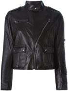 Marc Jacobs Cropped Biker Jacket, Women's, Size: 6, Black, Lamb Skin/bemberg