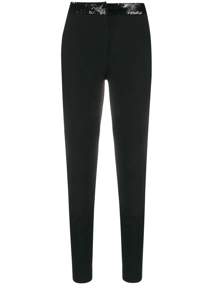 Frankie Morello Sequin Embellished Slim-fit Trousers - Black