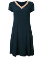 Ps By Paul Smith - V-neck Flared Dress - Women - Silk/viscose - 40, Blue, Silk/viscose