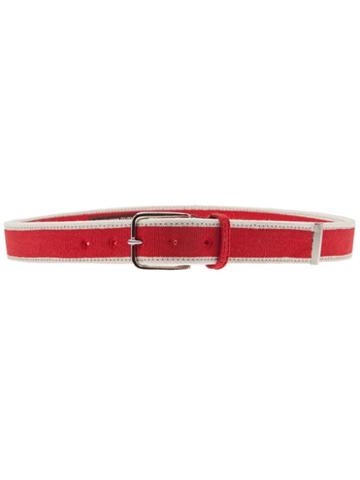Alexander Olch Striped Belt, Men's, Size: 2, Red, Cotton/metal Other
