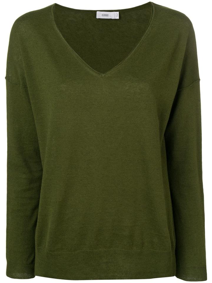 Closed V-neck Jumper - Green