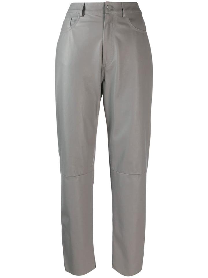Drome Leather Cropped Trousers - Grey