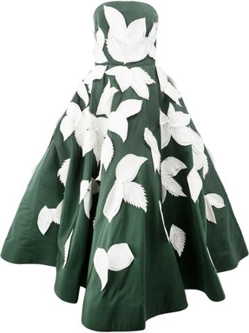 Oscar De La Renta Appliqué Leaf Gown - Green