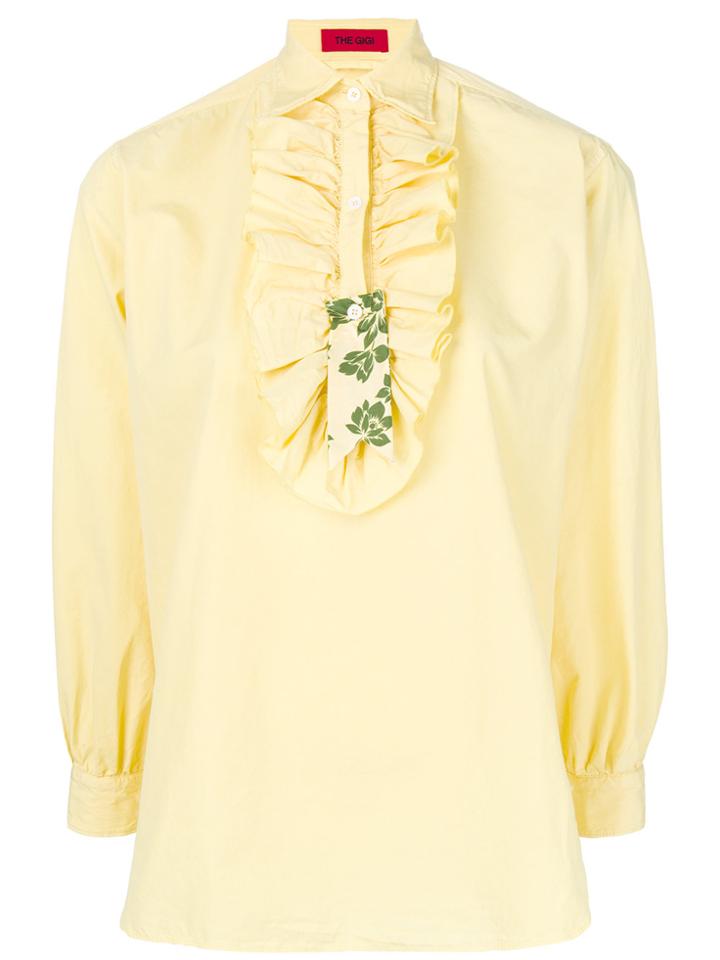 The Gigi Ruffle Bib Shirt - Yellow & Orange