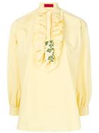 The Gigi Ruffle Bib Shirt - Yellow & Orange