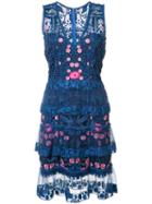 Marchesa Notte Floral Dress, Women's, Size: 2, Blue, Polyester