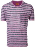Missoni Woven Stripe T-shirt, Men's, Size: 48, Pink/purple, Linen/flax/cotton