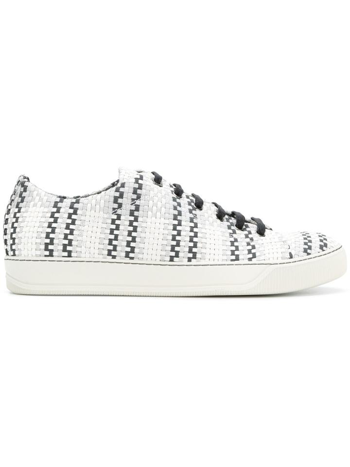 Lanvin Woven Lace-up Sneakers - White