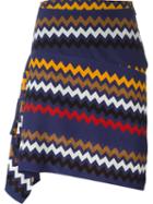 Msgm Chevron Print Asymmetric Skirt