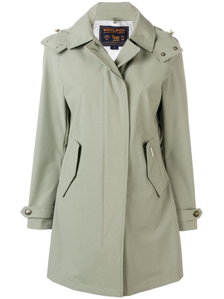 Woolrich Hooded Midi Coat - Green