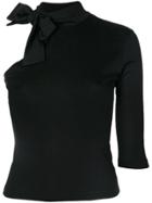 Ssheena Fine Knit Asymmetric Top - Black