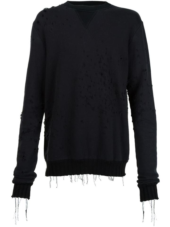 Amiri Distressed Sweater, Men's, Size: Medium, Black, Cotton