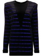 Balmain Embellished Striped Dress - Black