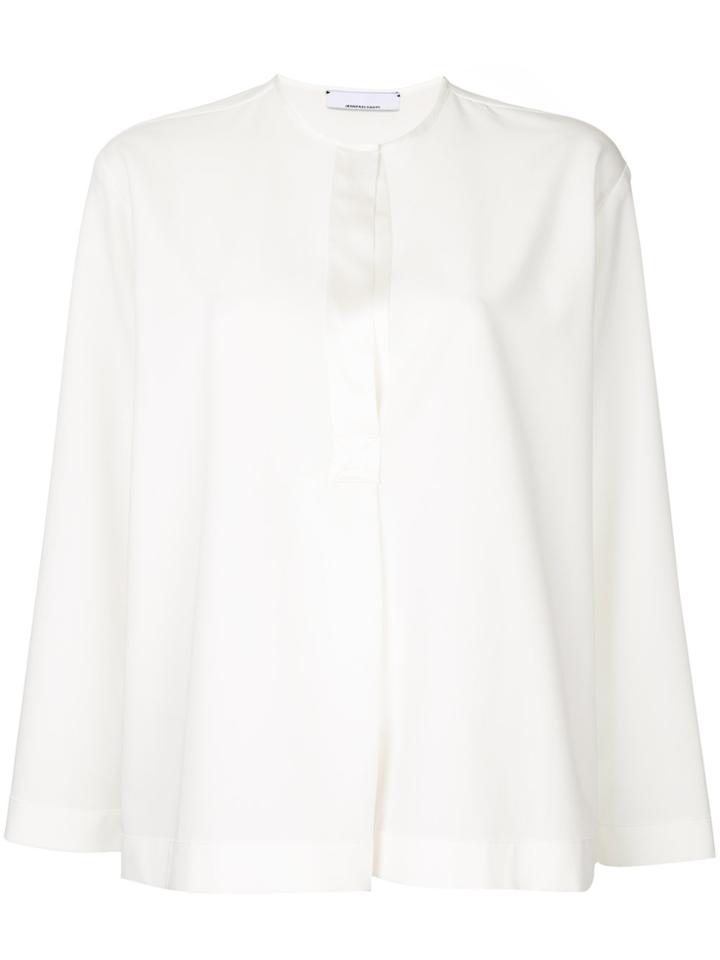 Jean Paul Knott Silk Placket Top - White