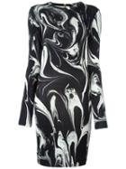 Balmain Marble Print Dress, Women's, Size: 36, Black, Polyamide/spandex/elastane/viscose