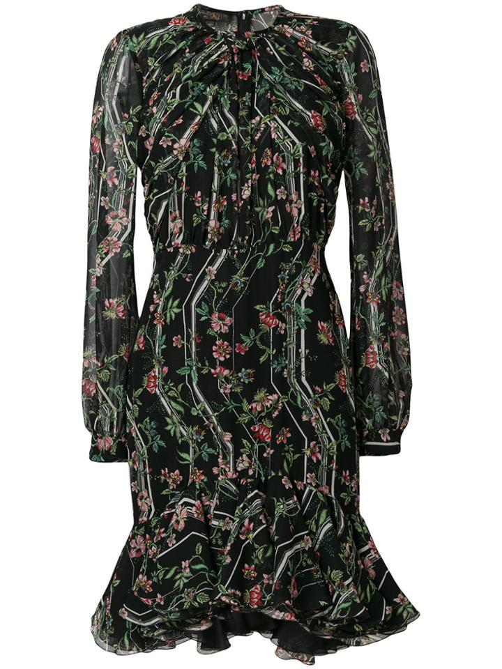 Giambattista Valli Floral Print Flared Dress - Black