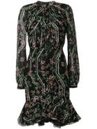 Giambattista Valli Floral Print Flared Dress - Black