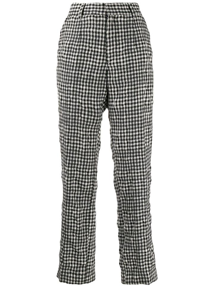 Sueundercover Checked High Waisted Trousers - Black