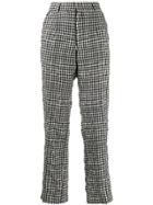 Sueundercover Checked High Waisted Trousers - Black